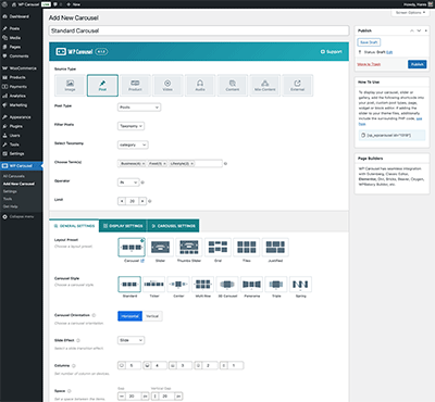 Post Carousel - General Settings