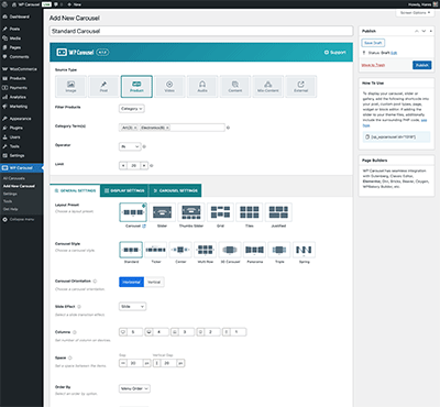 Product Carousel - General Settings