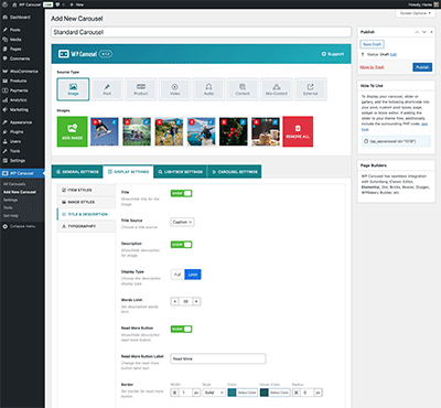 Display Settings - Title and Description