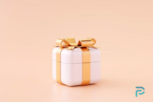 white-gift-box-with-gold-ribbon-present-surprise-cartoon-yellow-background-3d-illustration-min